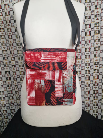 Red Patchwork Upcycled Satchel Bag