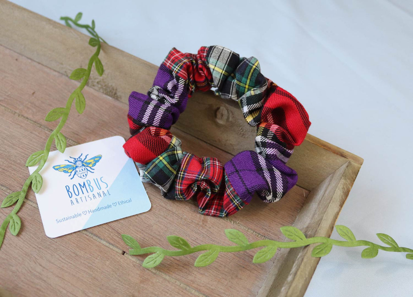 scrappy tartan hair scrunchie