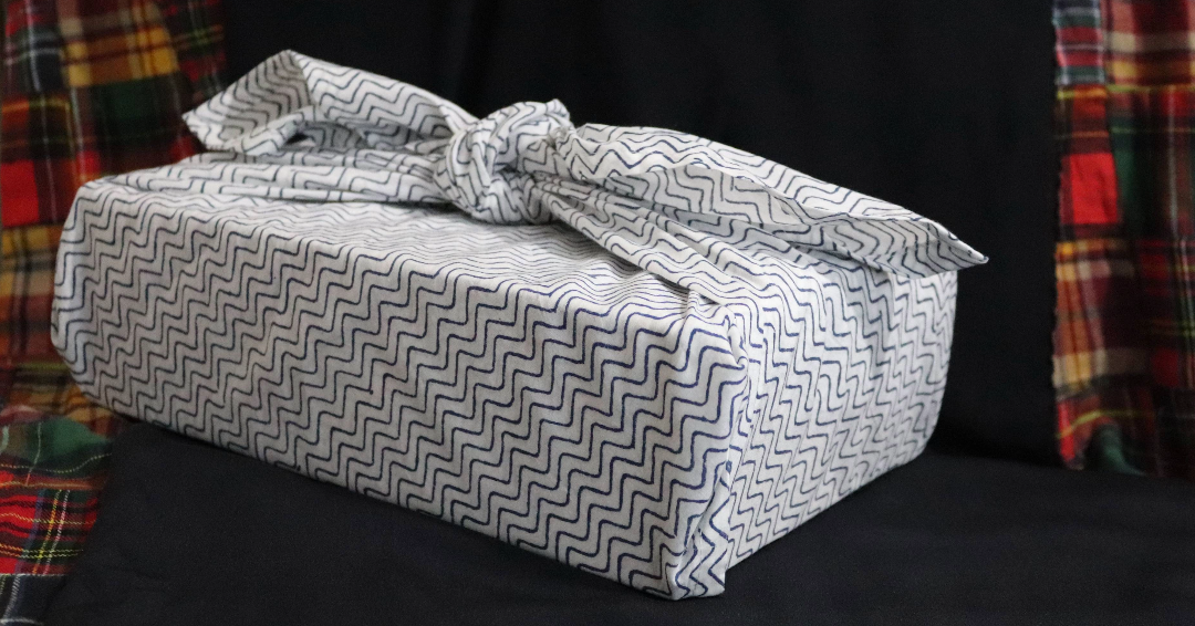 Reusable Furoshiki Gift Wrap: Navy Buzzing