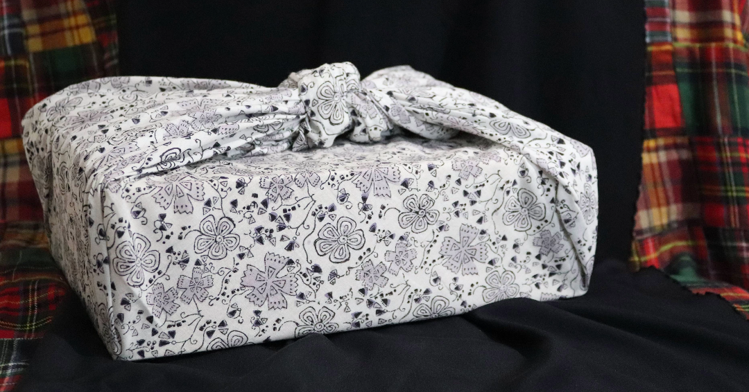 Reusable Furoshiki Gift Wrap: Black & White Honeydew