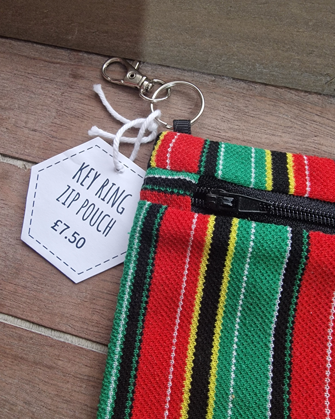 Upcycled Zip Pouch: Caribbean Stripes (Vertical)