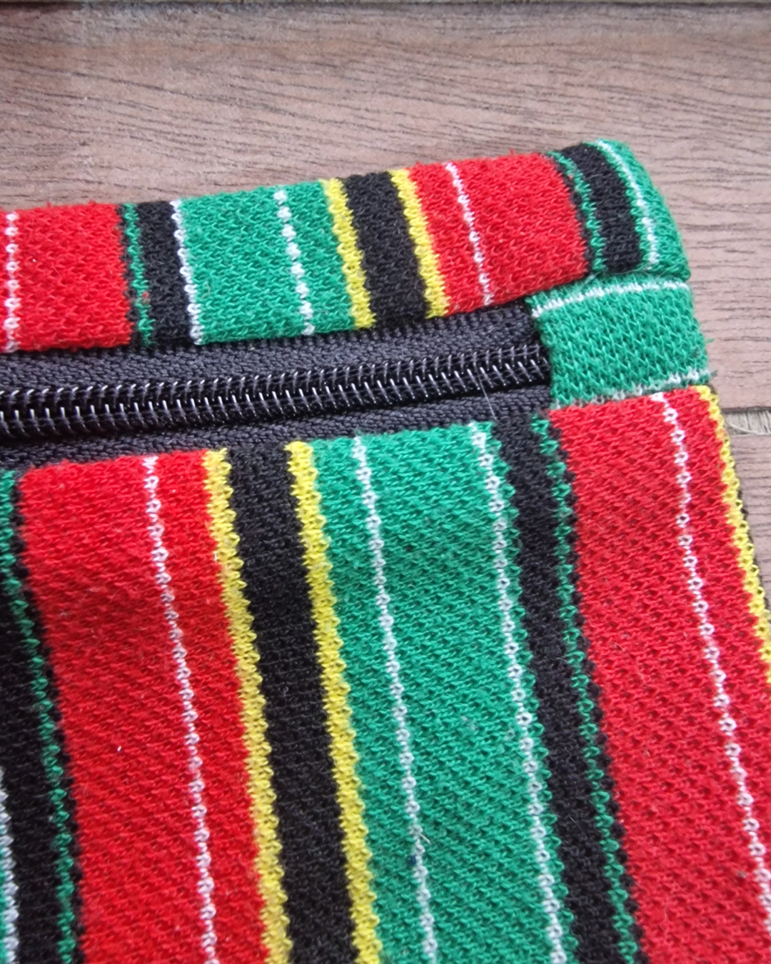 Upcycled Zip Pouch: Caribbean Stripes (Vertical)