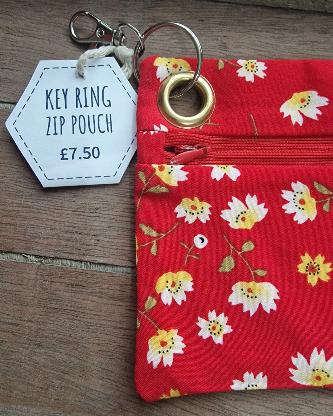 Upcycled Zip Pouch: Red Floral