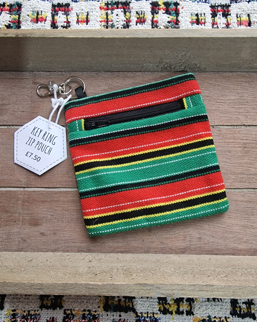 Upcycled Zip Pouch: Caribbean Stripes (Horizontal)