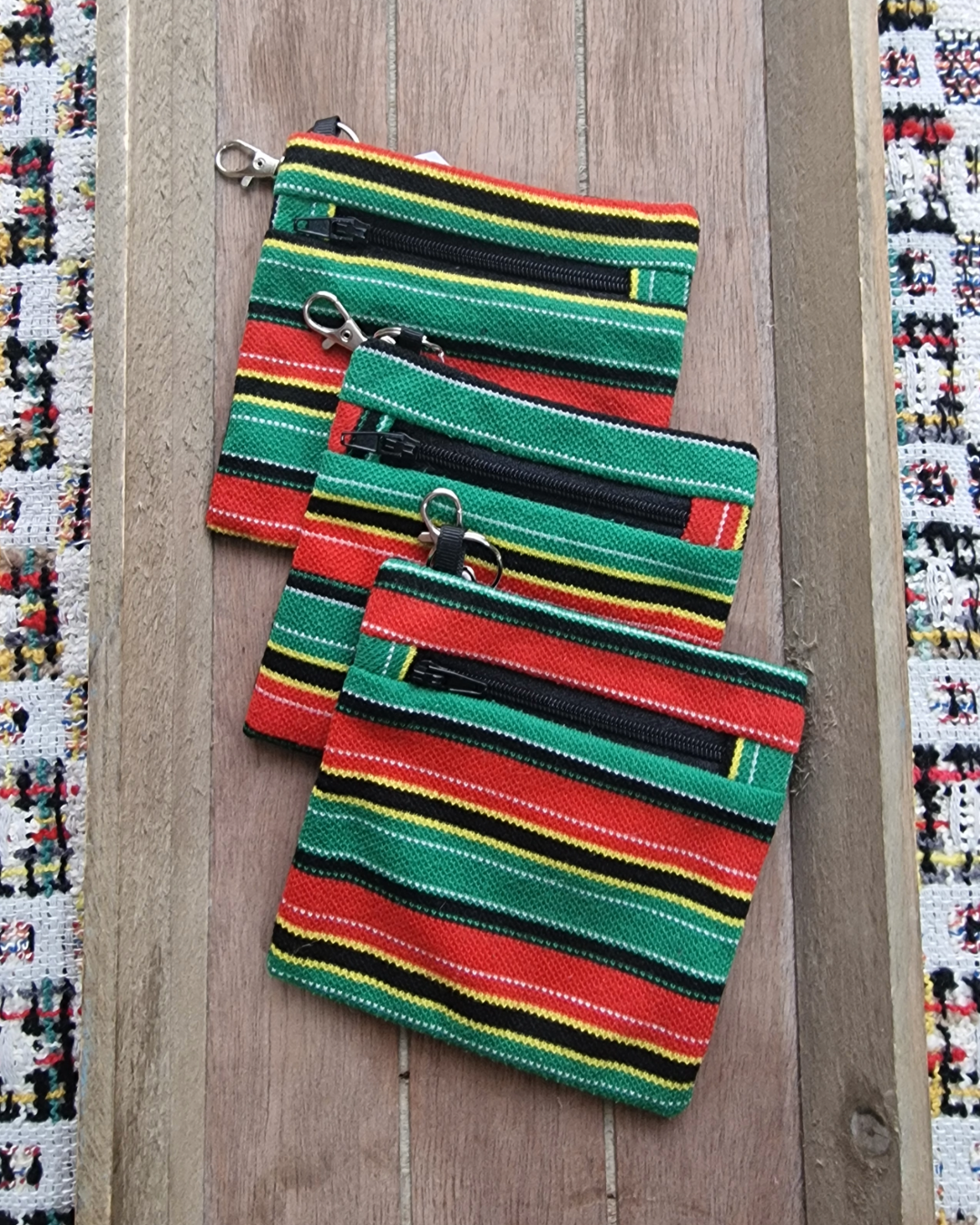 Upcycled Zip Pouch: Caribbean Stripes (Horizontal)