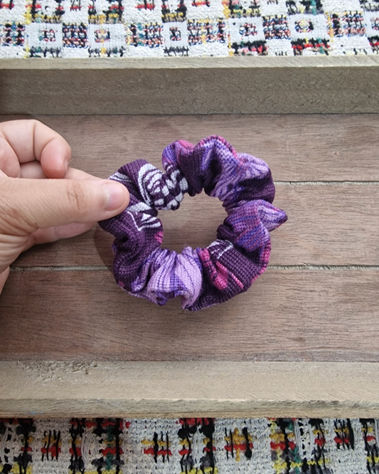 Upcycled Hair Scrunchie: Purple Floral