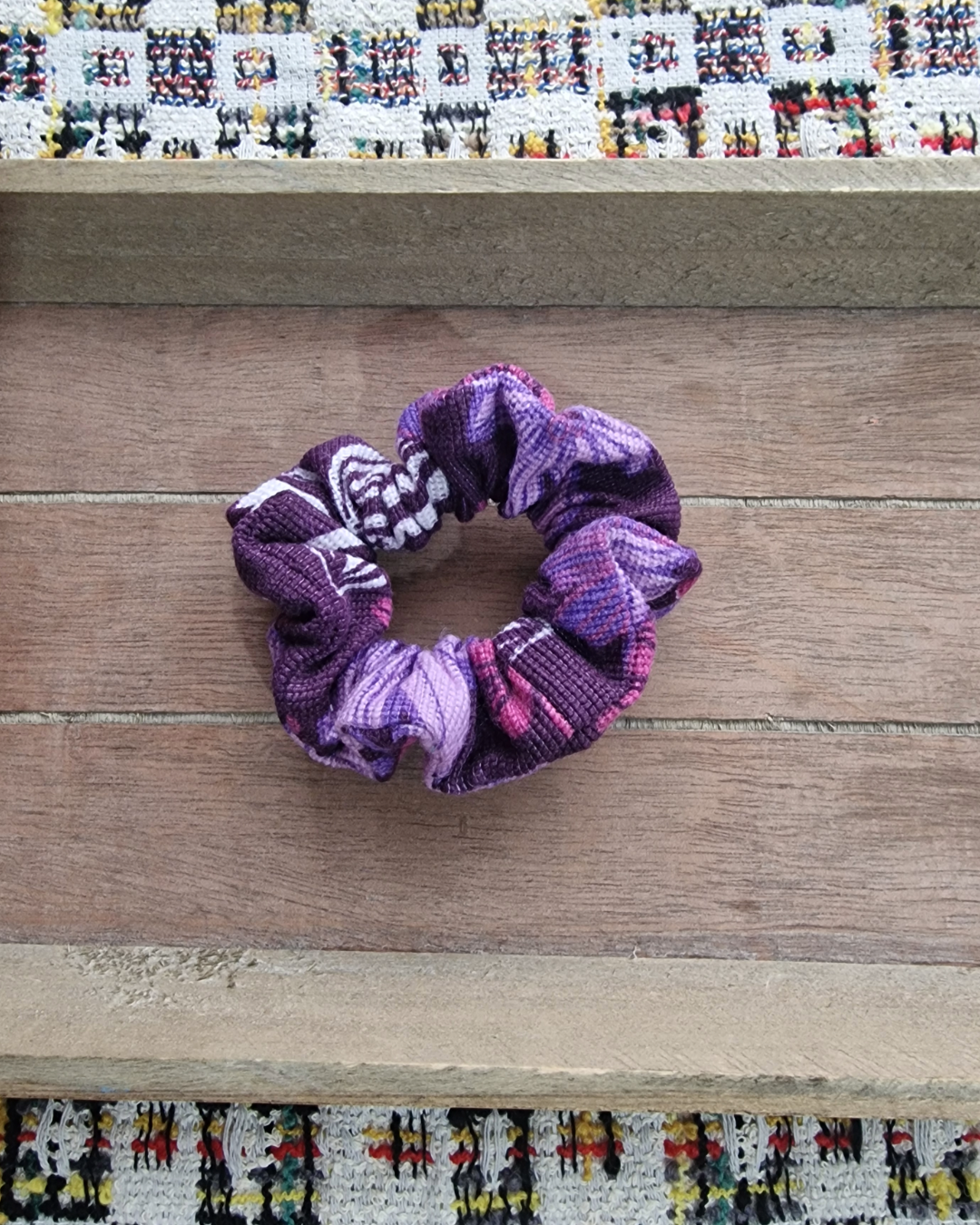 Upcycled Hair Scrunchie: Purple Floral