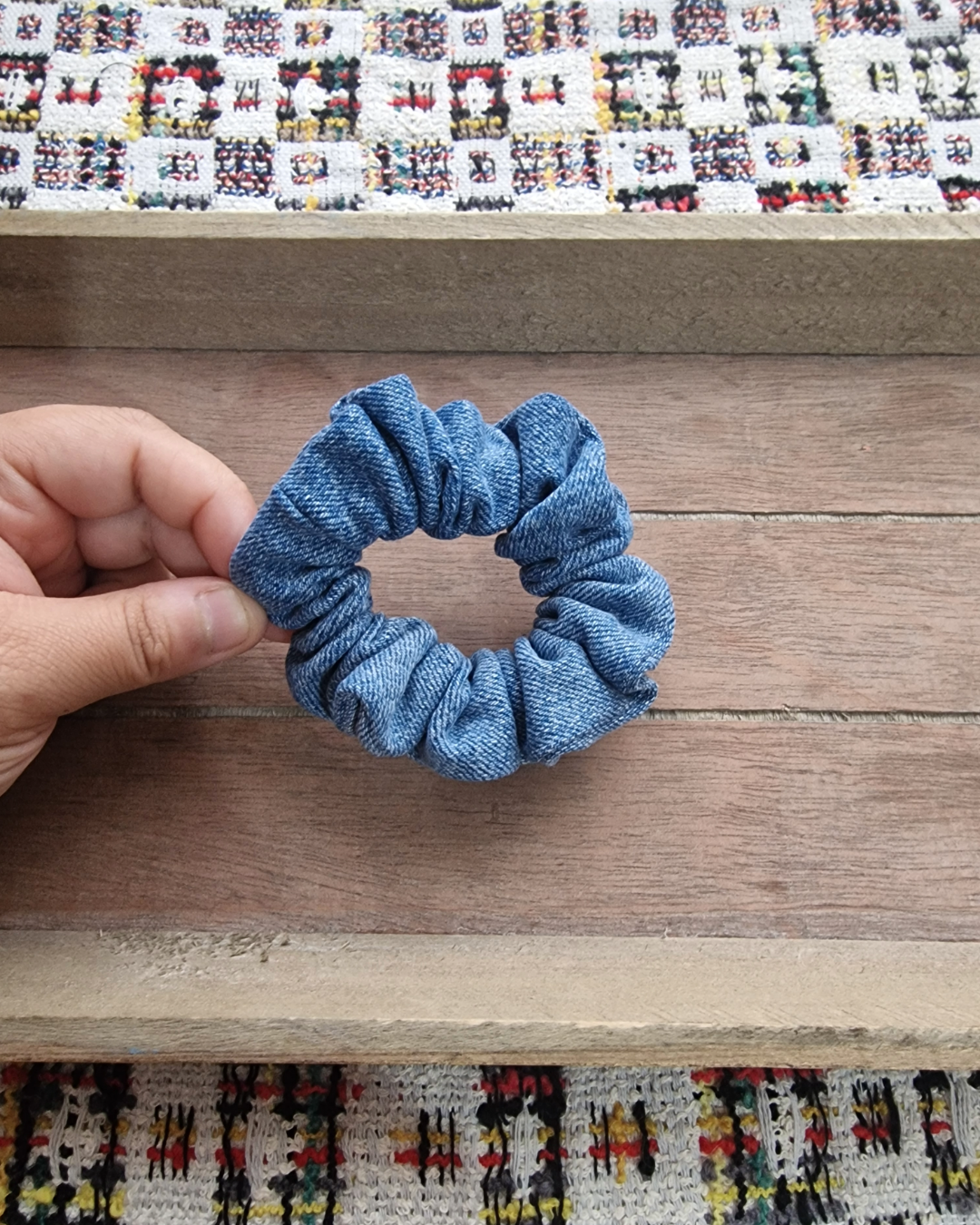 Upcycled Hair Scrunchie: Blue Denim