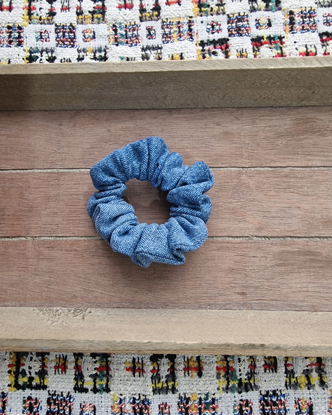 Upcycled Hair Scrunchie: Blue Denim