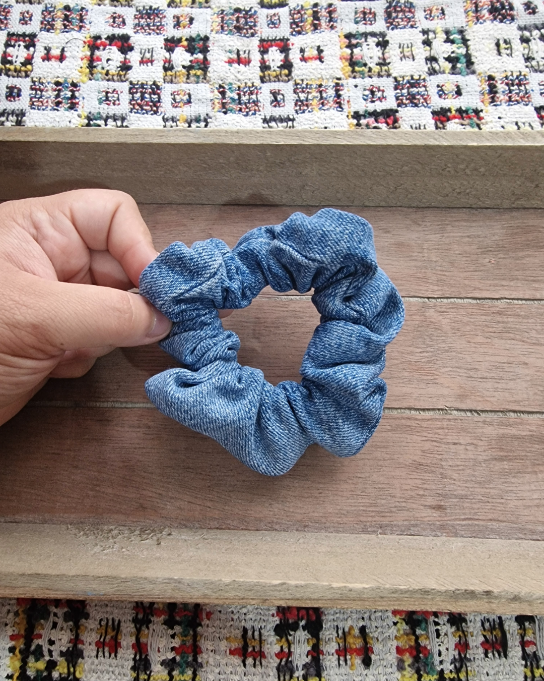 Upcycled Hair Scrunchie: Blue Denim