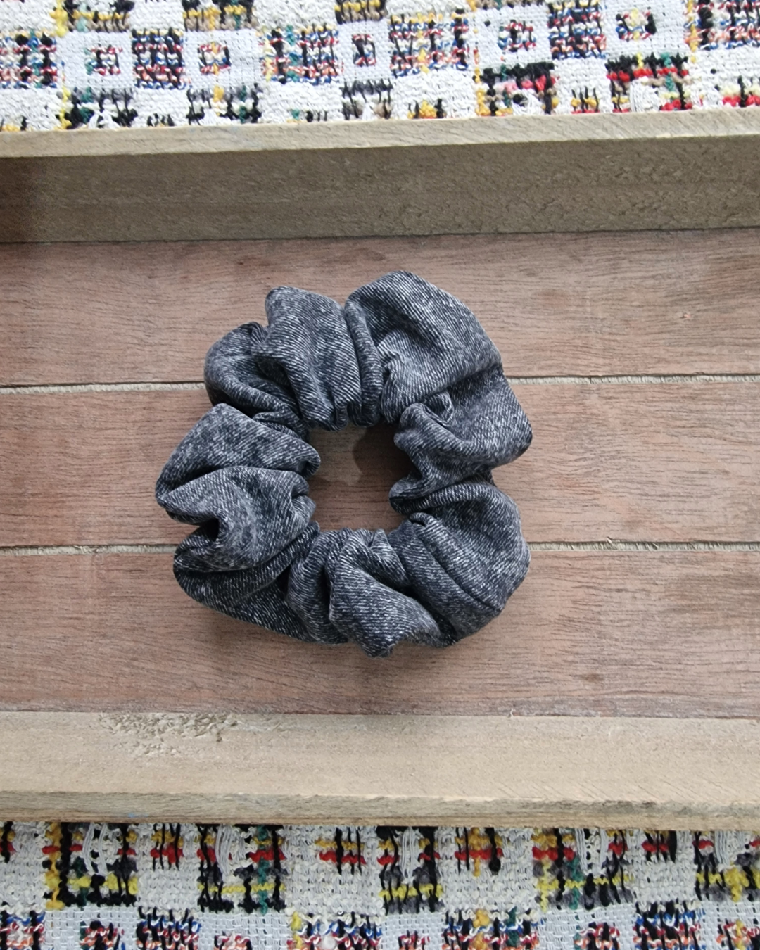 Upcycled Hair Scrunchie: Black Denim