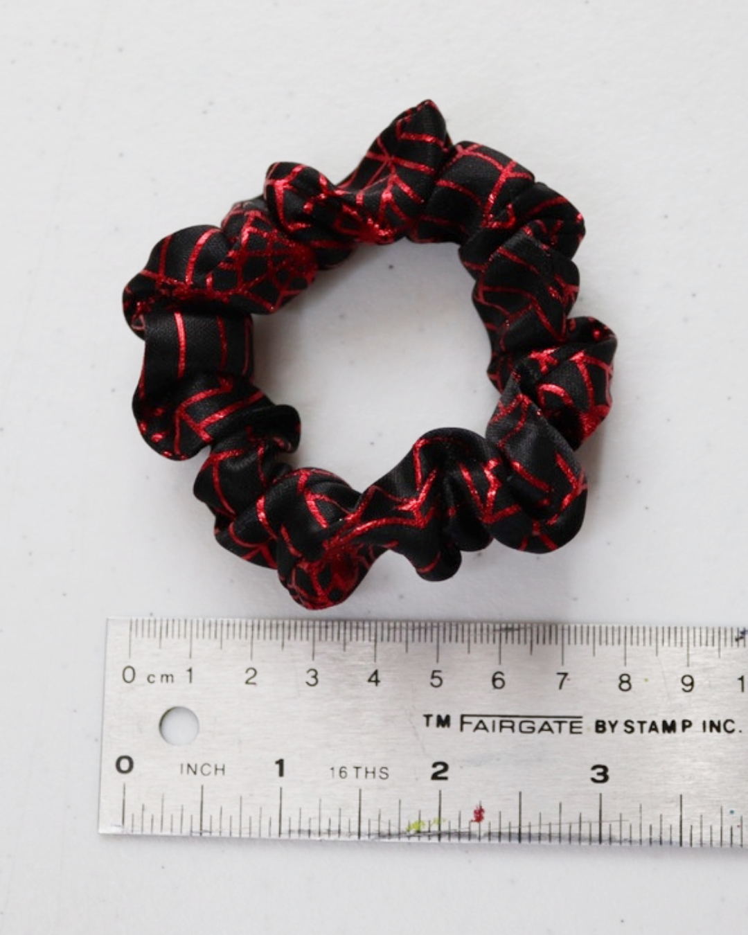 Black & Red Spiderweb Spooky Scrunchie (Skinny)