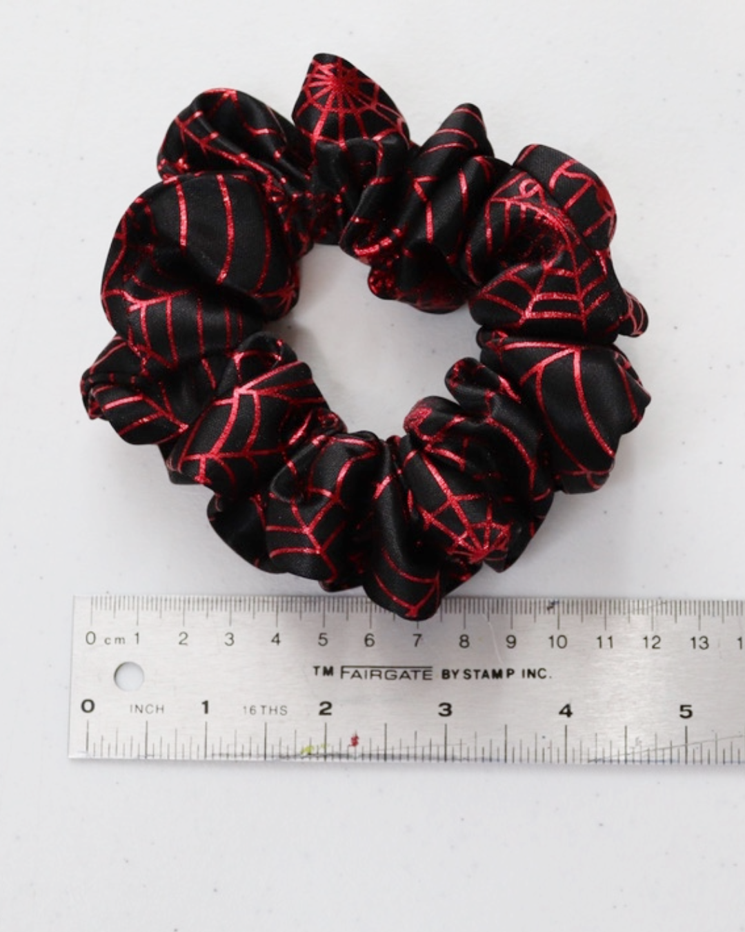 Black & Red Spiderweb Spooky Scrunchie