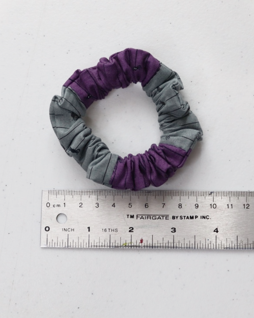 Purple & Grey Spider Spooky Scrunchie (Skinny)