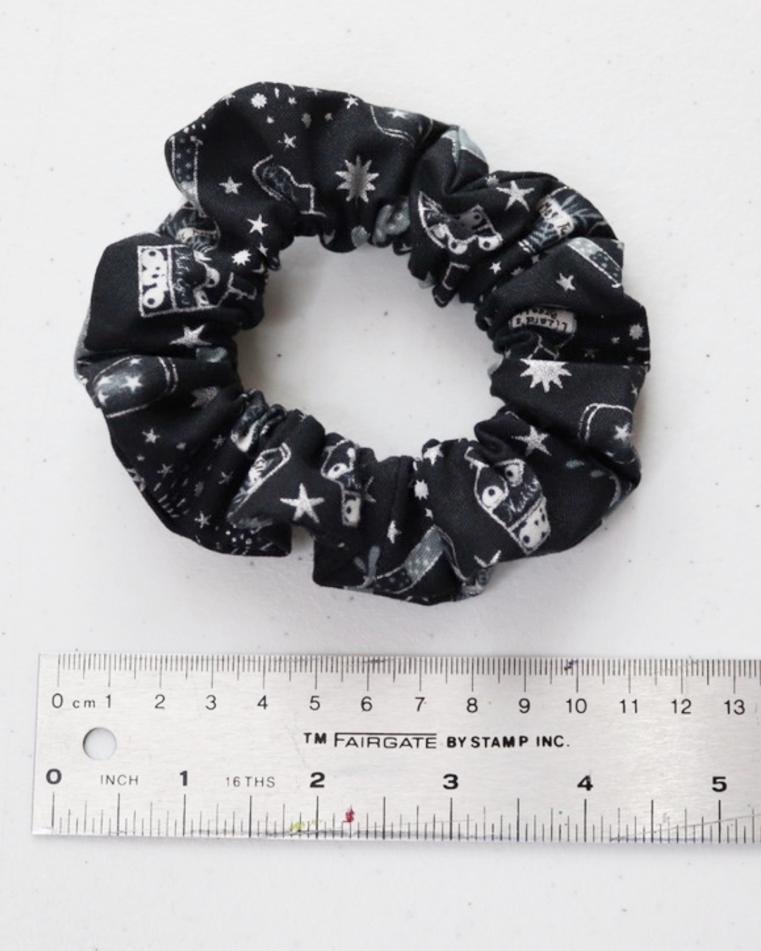 Black & Silver Witch Ingredients Spooky Scrunchie