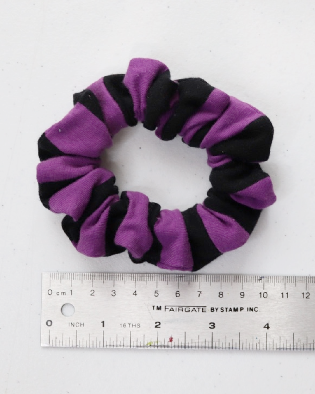 Purple & Black Striped Spooky Scrunchie