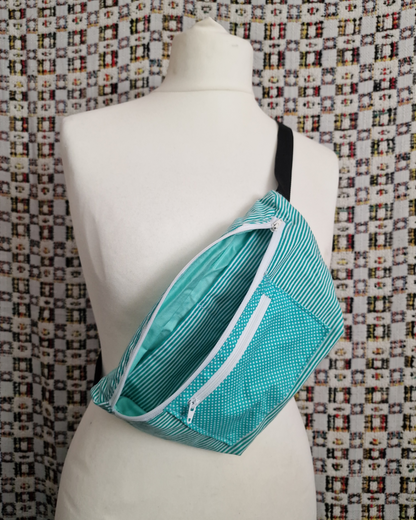 Teal Patterned Upcycled Bum Bag (Test Sample)