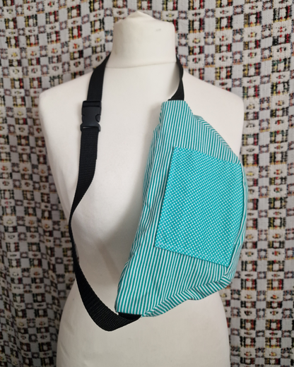 Teal Patterned Upcycled Bum Bag (Test Sample)