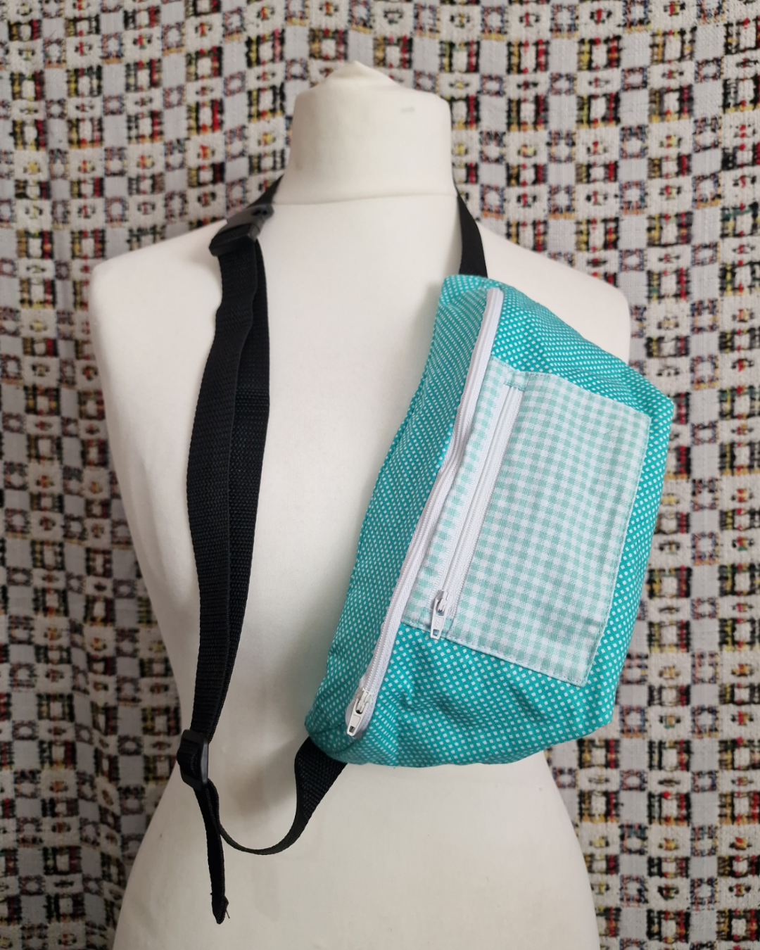 Dotted Teal Upcycled Bum Bag