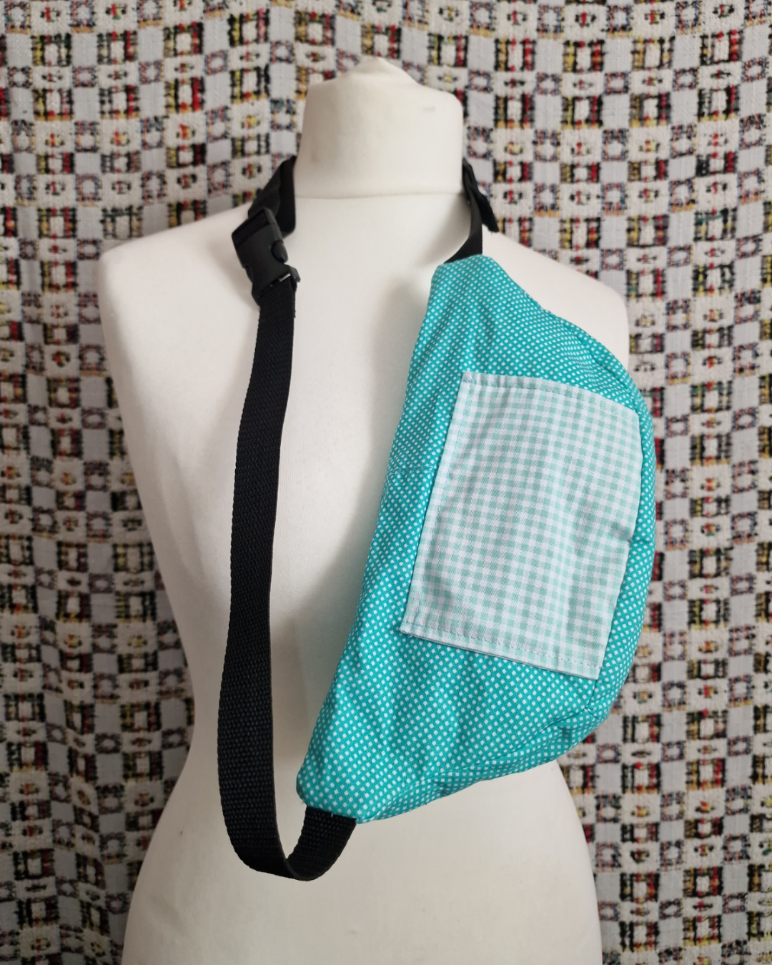 Dotted Teal Upcycled Bum Bag