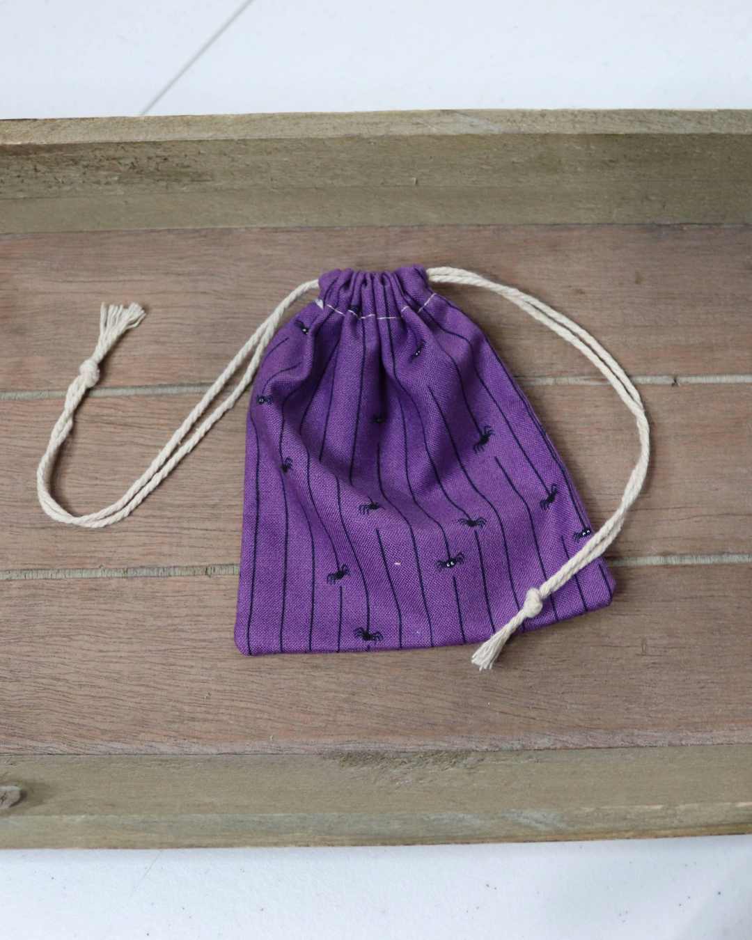 Purple Spider Drawstring Bag