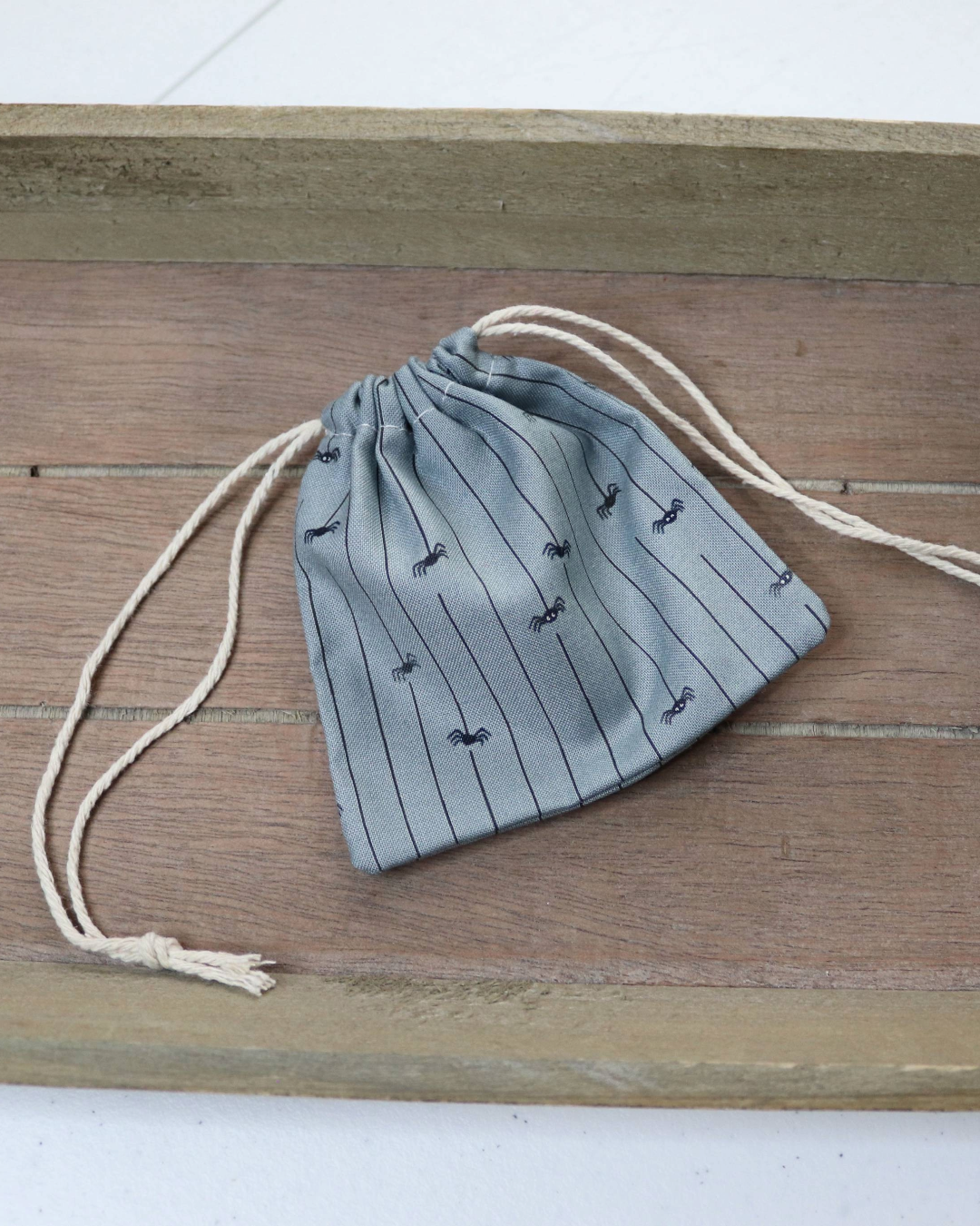 Grey Spider Drawstring Bag