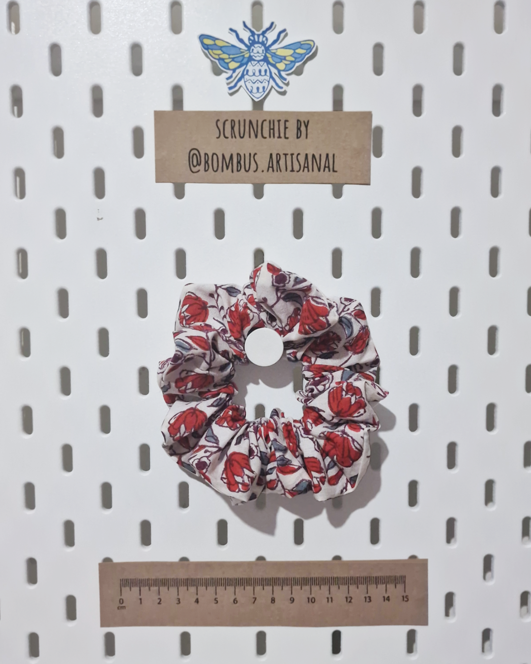 Upcycled Hair Scrunchie: Blossom Red Floral