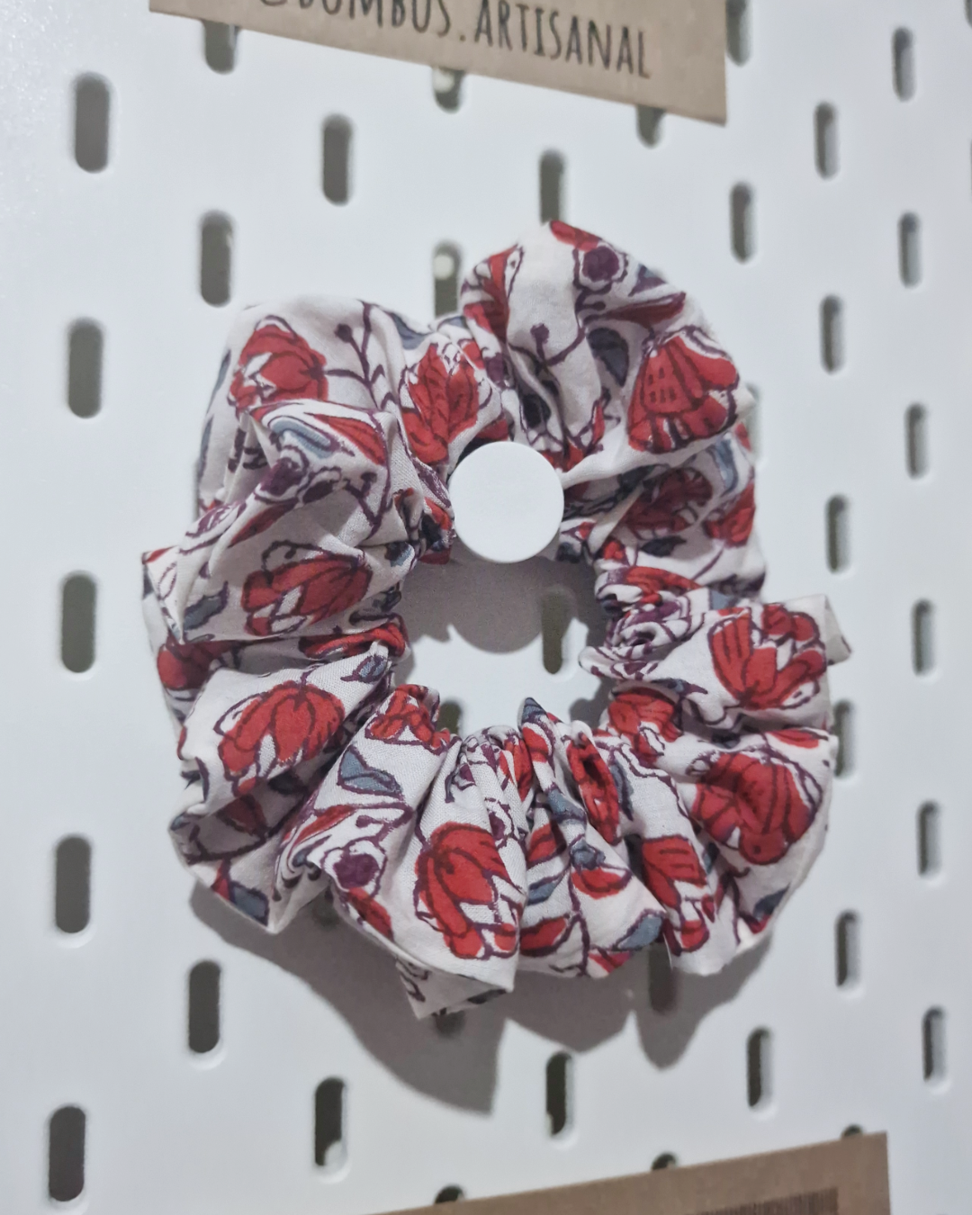 Upcycled Hair Scrunchie: Blossom Red Floral