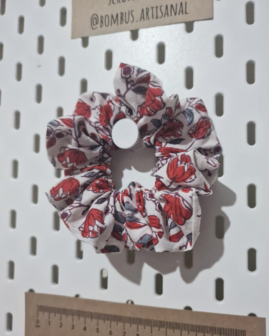 Upcycled Hair Scrunchie: Blossom Red Floral