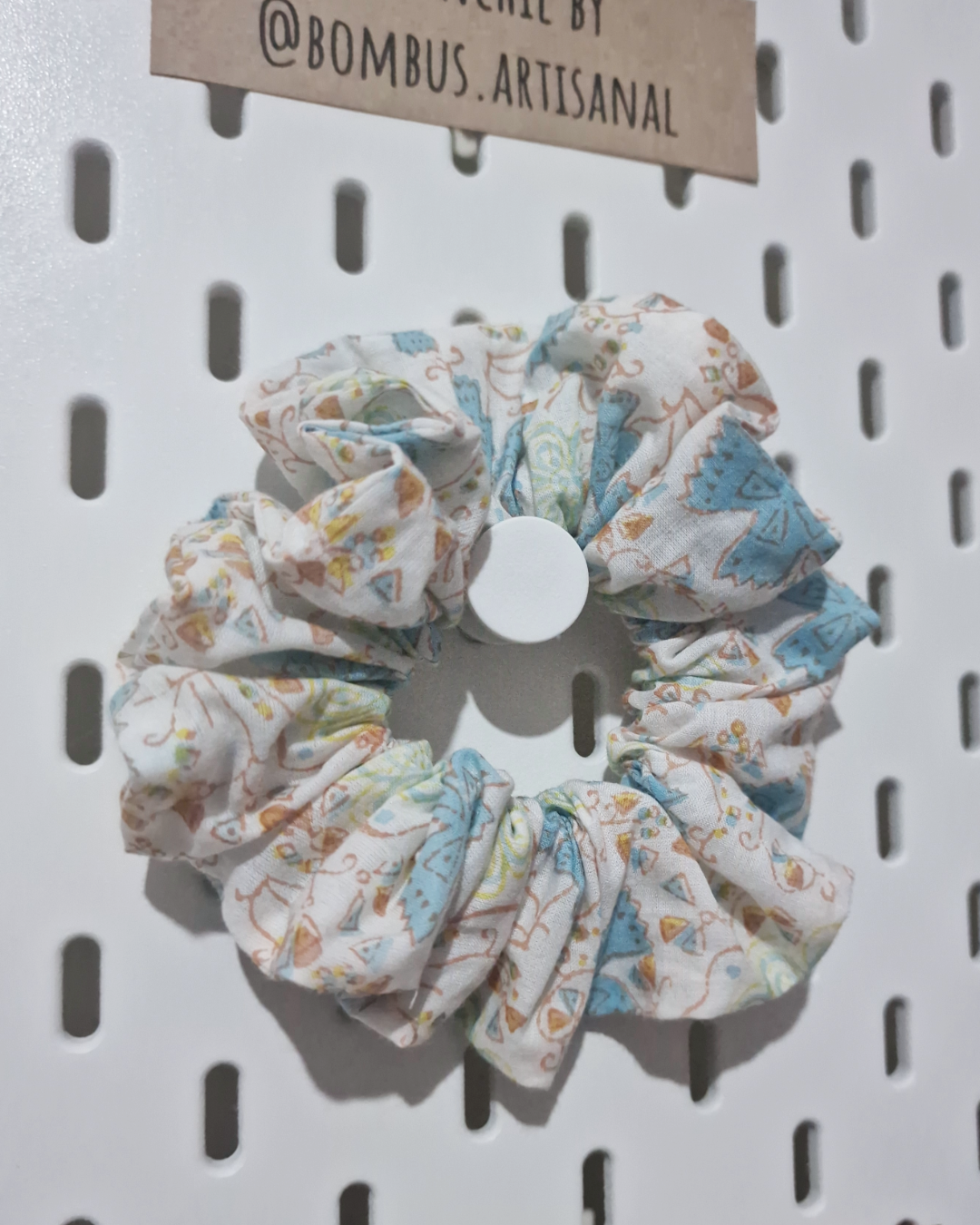 Upcycled Hair Scrunchie: Blue Honeydew Floral