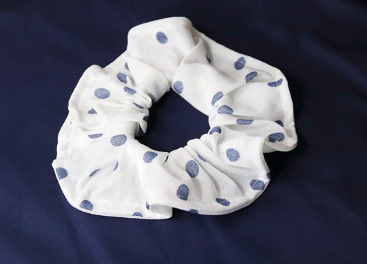 lightweight white polka dot oversized scrunchie