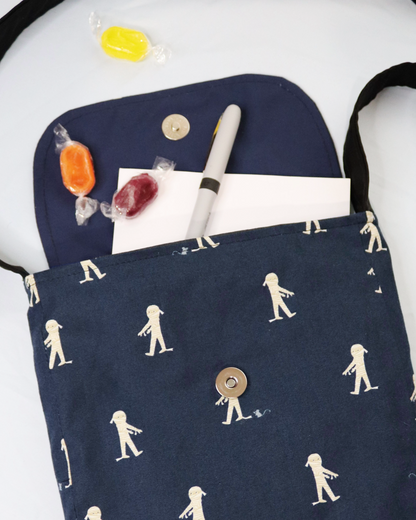 Spooky Mummy Satchel Bag in Navy