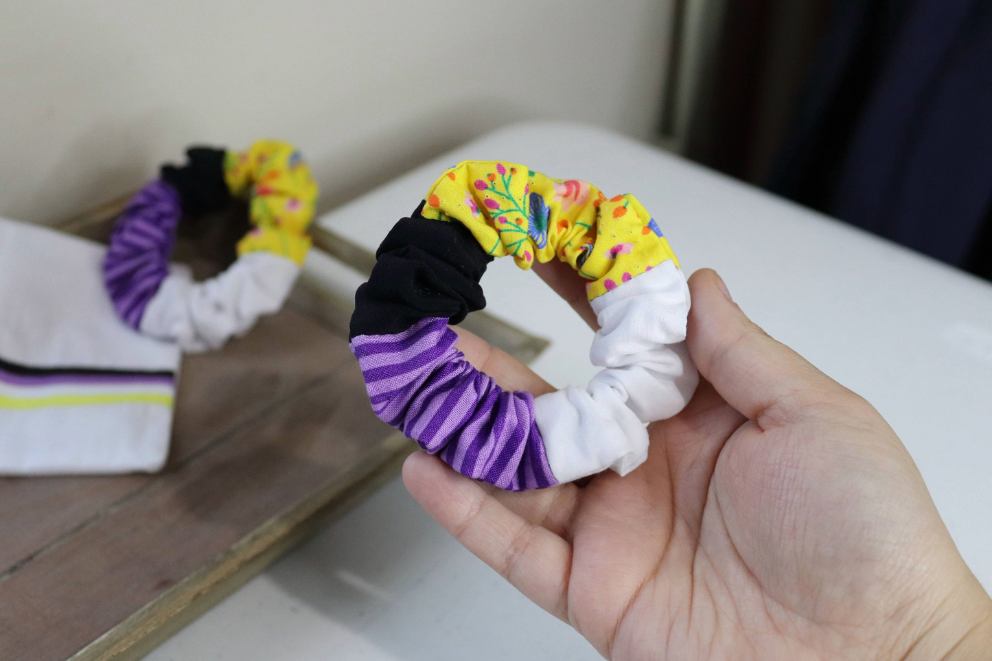 Pride Hair Scrunchie: Non-Binary (Four Sections)