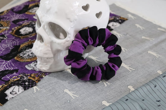 Purple & Black Striped Spooky Scrunchie