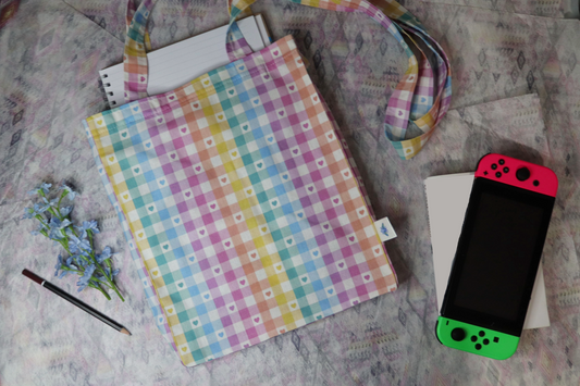 Pastel Rainbow Heart Print Tote Bag