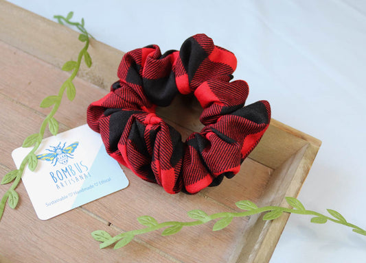 red check handmade hair scrunchie