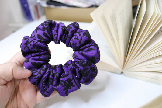 Upcycled Hair Scrunchie: Purple & Black