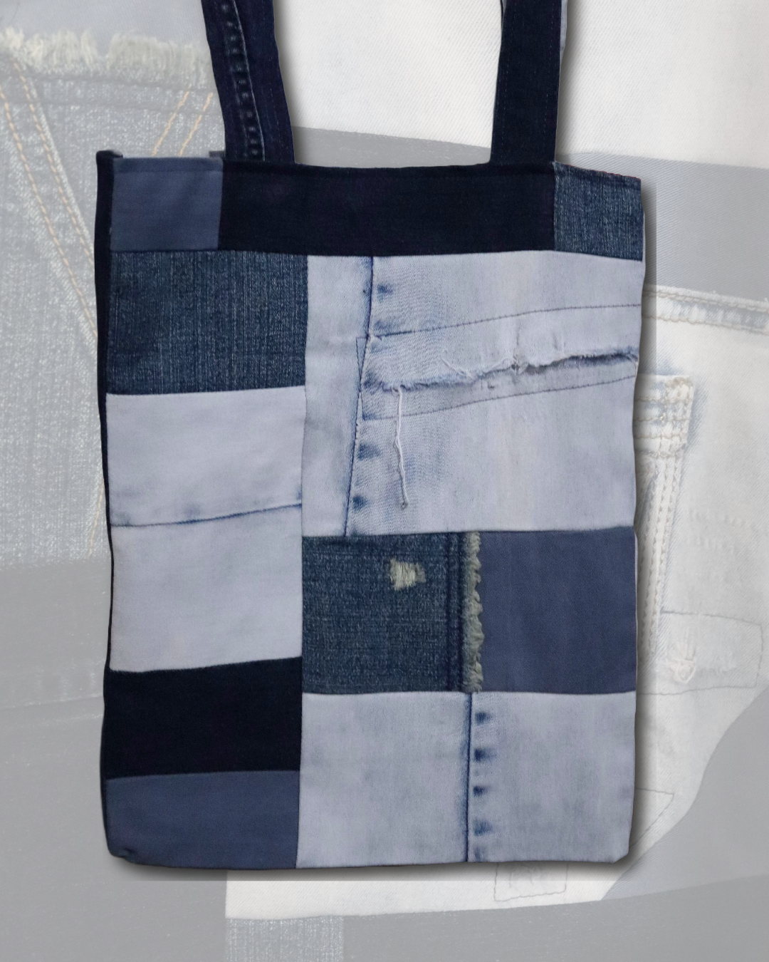 Patchwork Denim Upcycled Tote Bag