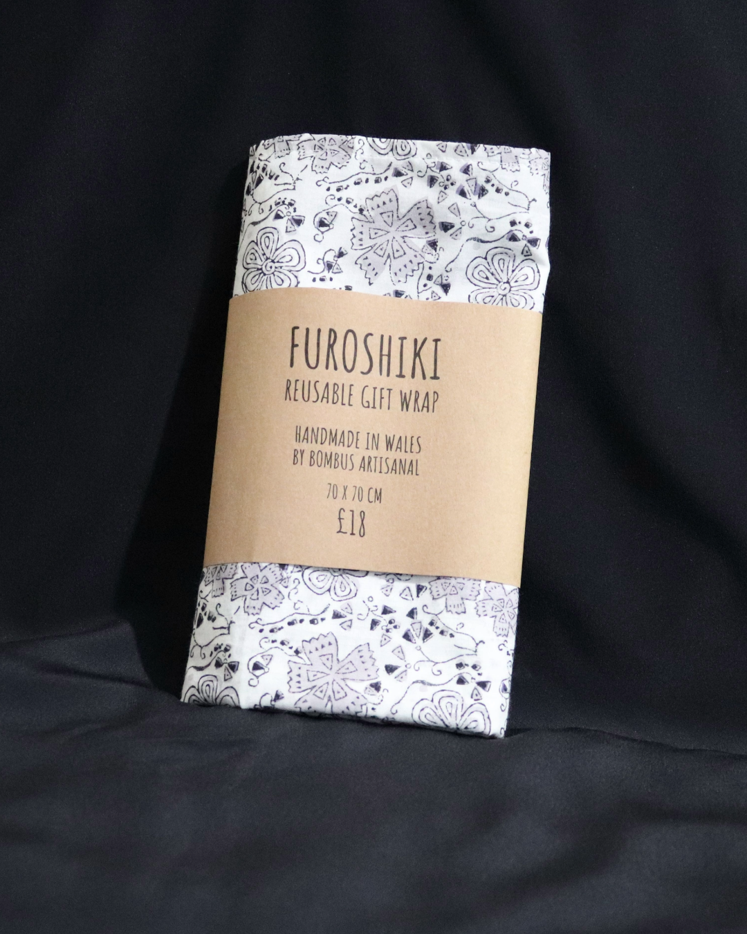 Reusable Furoshiki Gift Wrap: Black & White Honeydew