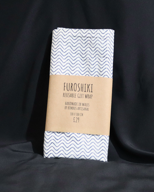 Reusable Furoshiki Gift Wrap: Navy Buzzing