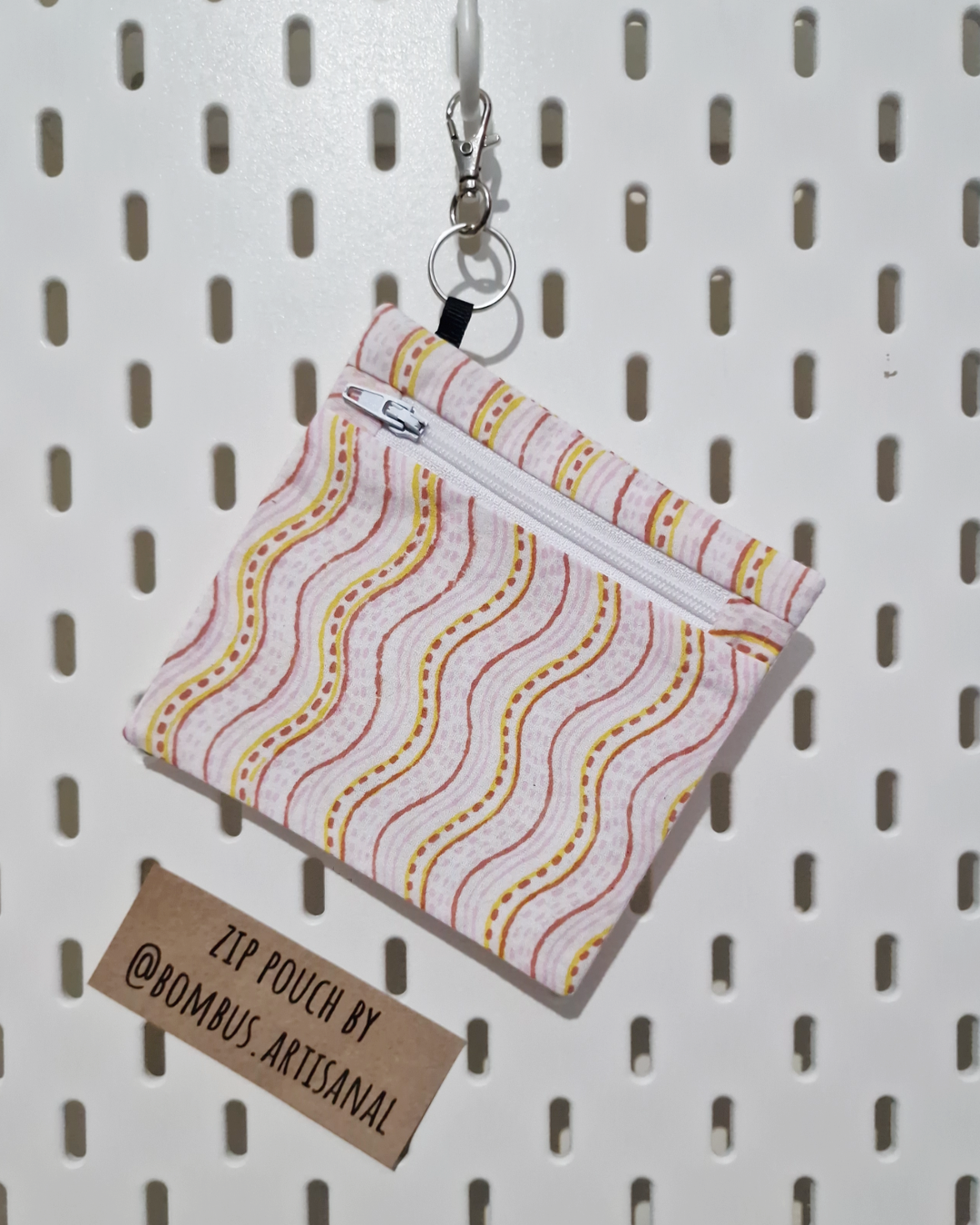 Zip Pouch: Bumble Pink Wavy Lines